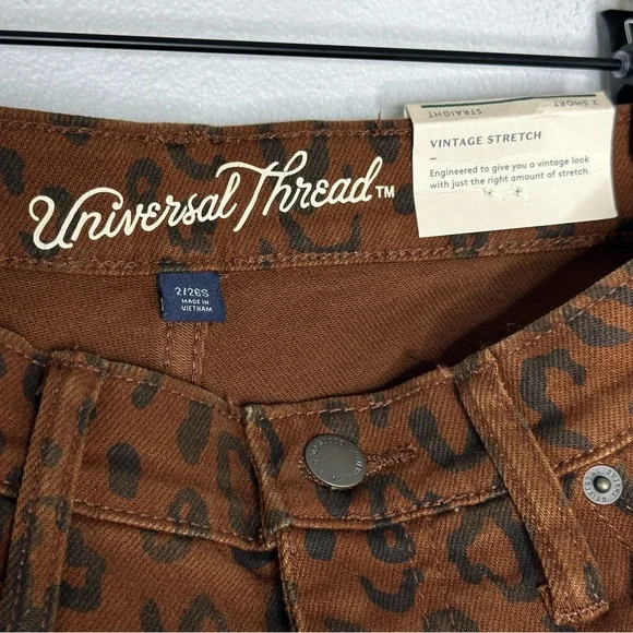 NWT Universal Thread Vintage Straight Jeans Brown Leopard Size 2 Short 28" Waist - Picture 10 of 13